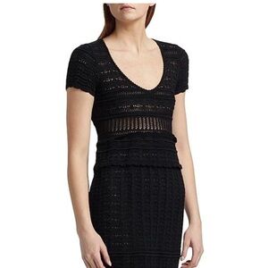 Anthropologie Black Crochet Knit Maxi Dress by Solitaire